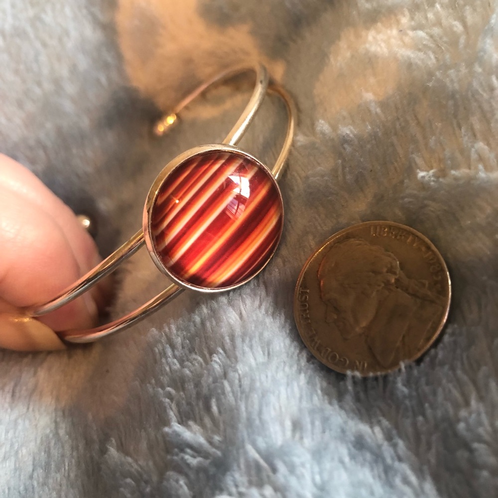 Saturn Aluminum Printed Silver Bangle